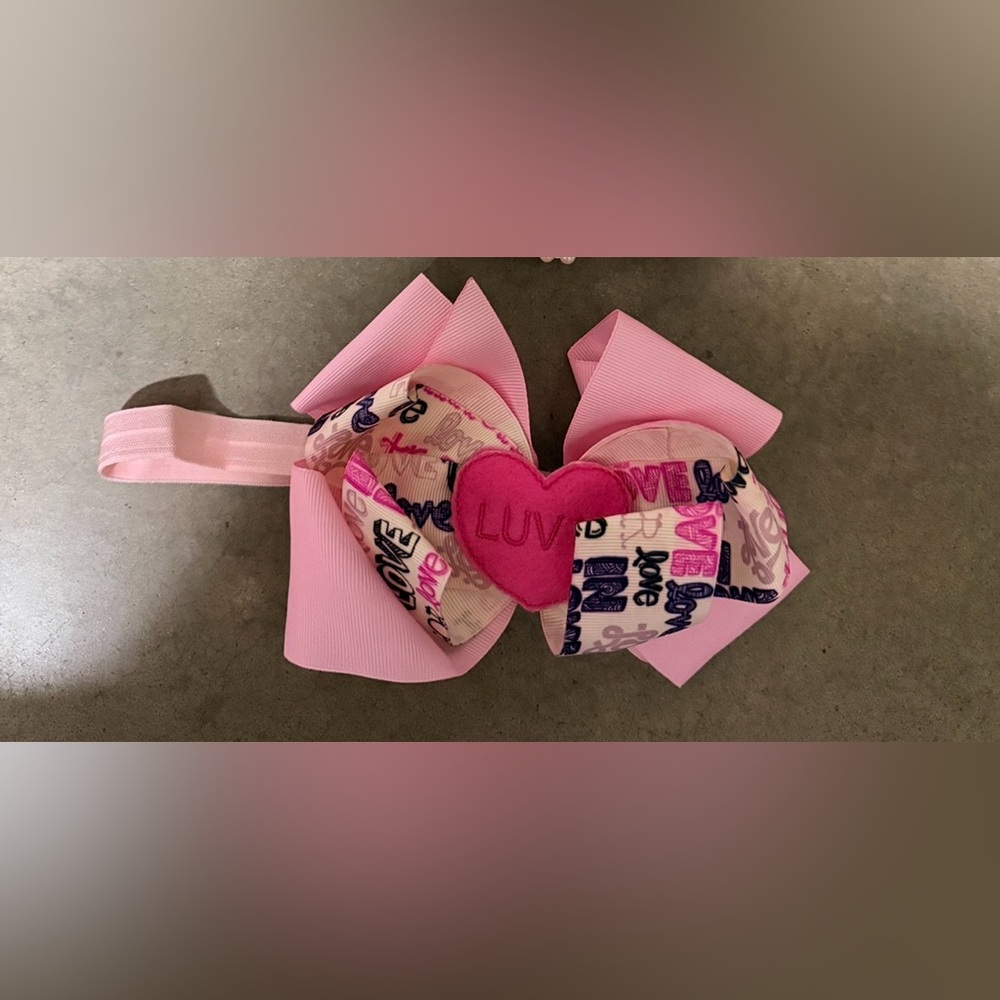 Light Pink Heart Bow Headband Perfect for Valentines Day